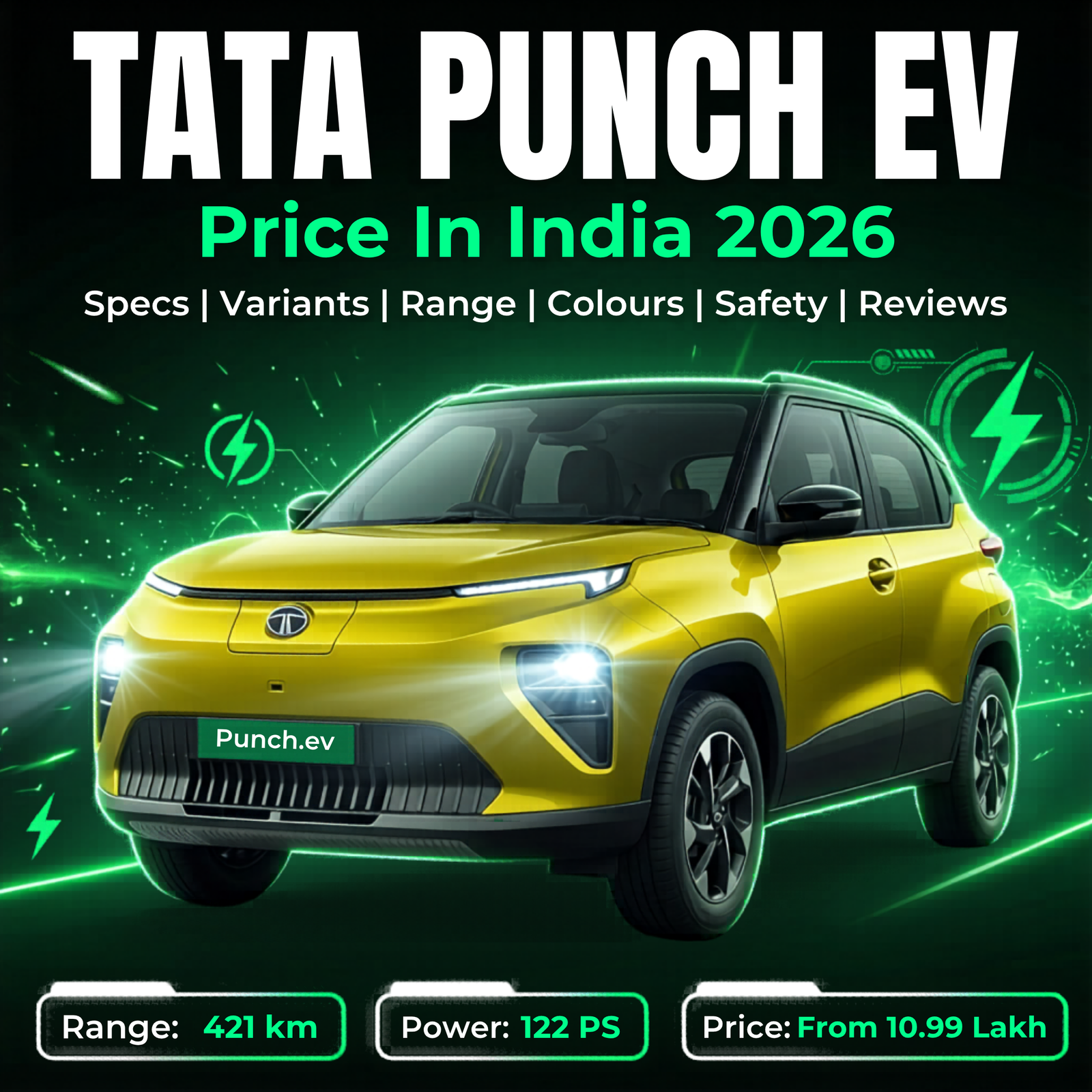 Tata Punch EV Price In India 2026: Specs, Variants, Range, Colours, Safety Features, Reviews & Ratings