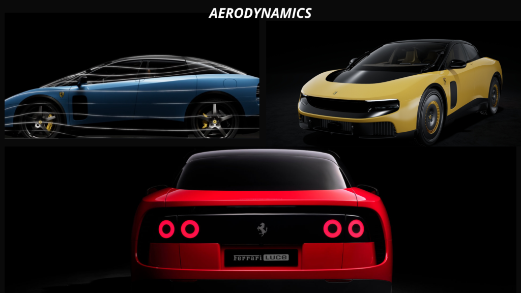 Ferrari Luce exterior view highlighting sleek aerodynamic body, signature lighting, and futuristic EV styling