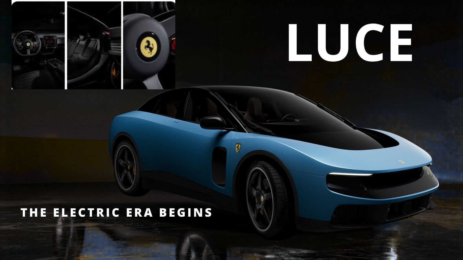Ferrari Luce electric supercar showcased with futuristic styling and premium aerodynamic design