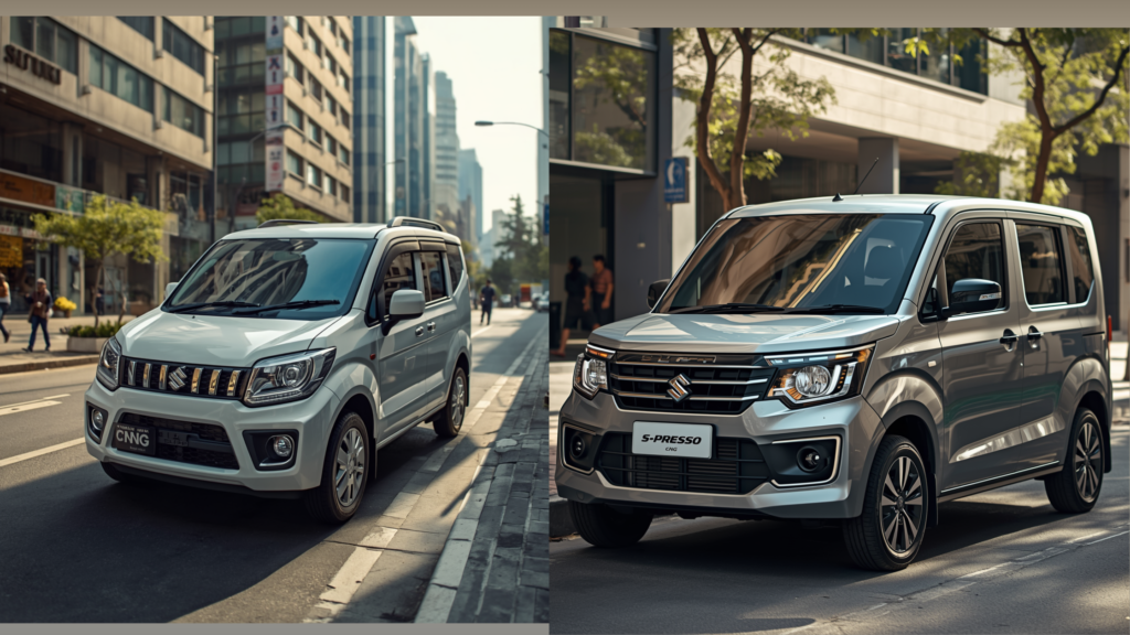 Maruti Suzuki S-Presso CNG showcasing compact SUV-inspired design and fuel-efficient city driving performance