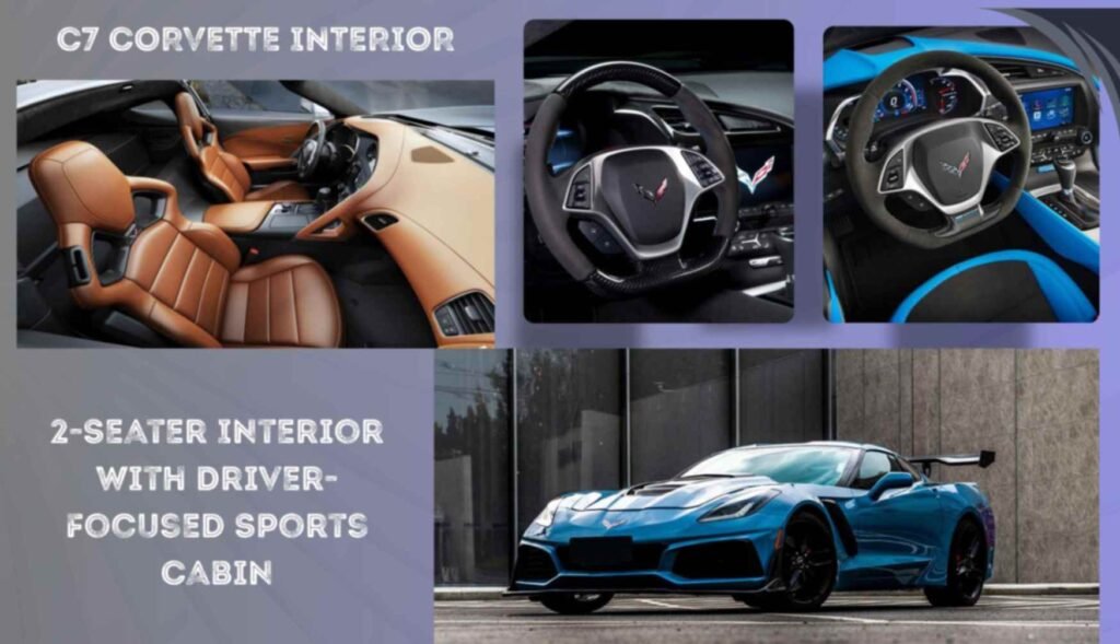 Chevrolet Corvette C7 2-seater interior showing driver and passenger sports seats with premium cockpit design