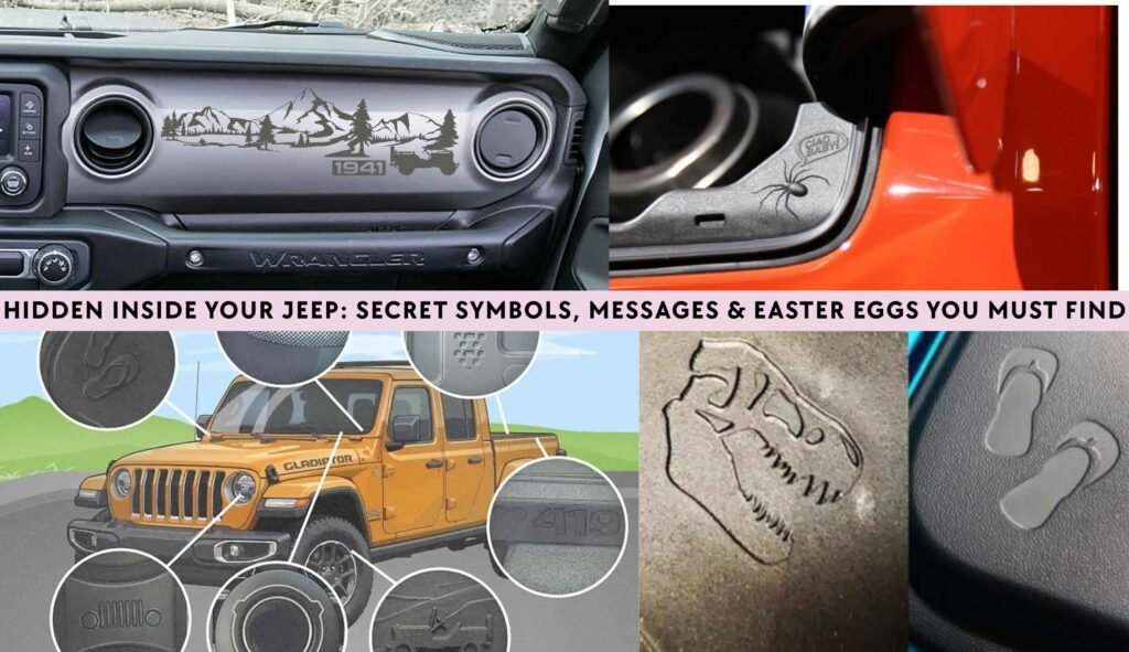 Jeep Wrangler Easter Eggs including hidden Willys Jeep graphics on windshield