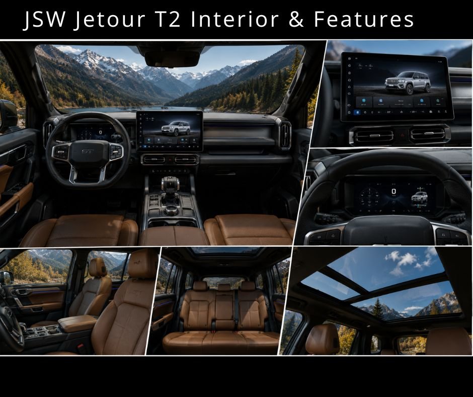 Jetour T2 interior with digital display and touchscreen infotainment