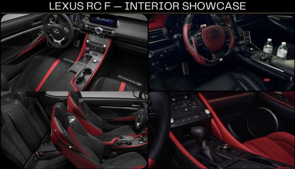 Lexus RC F interior with sport seats and driver-focused dashboard