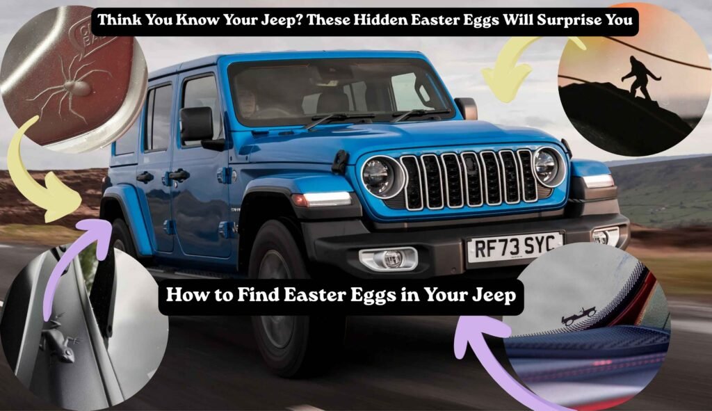 Popular Jeep Easter Eggs including Bigfoot spider gecko and Willys graphics